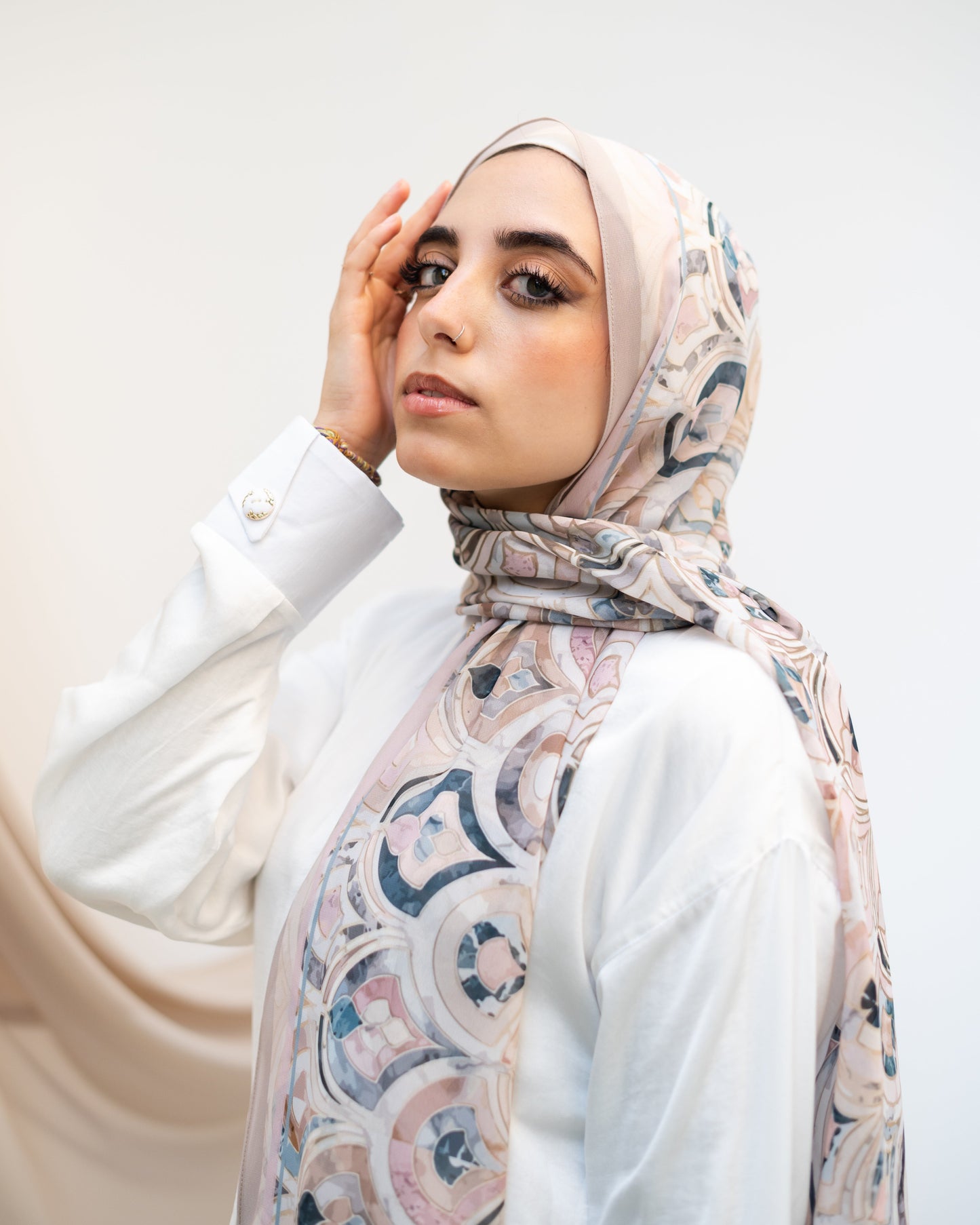 Aqua Rosy Crystals in chiffon